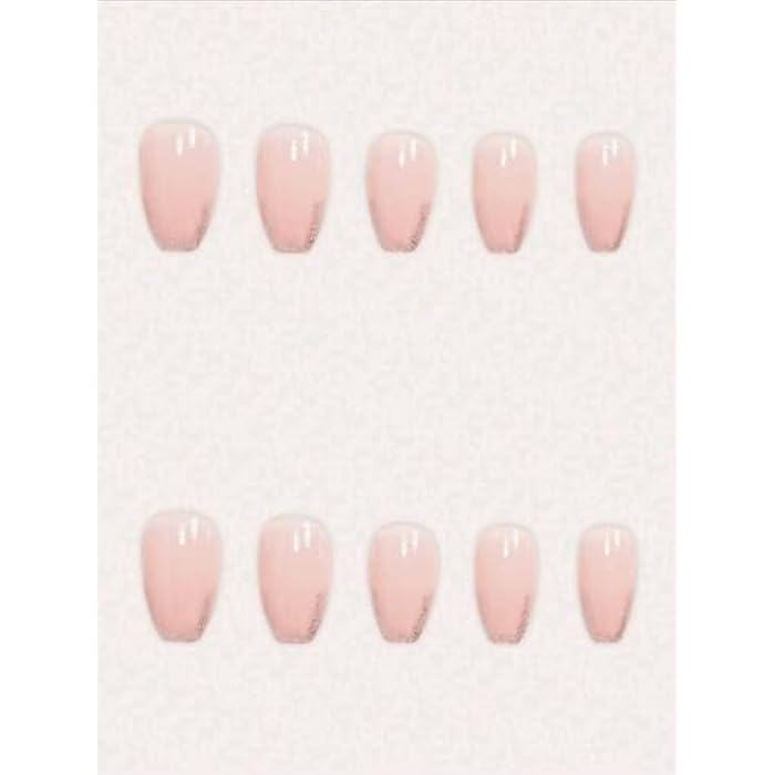 24pcs Nails Pink With Glitter - Image 3